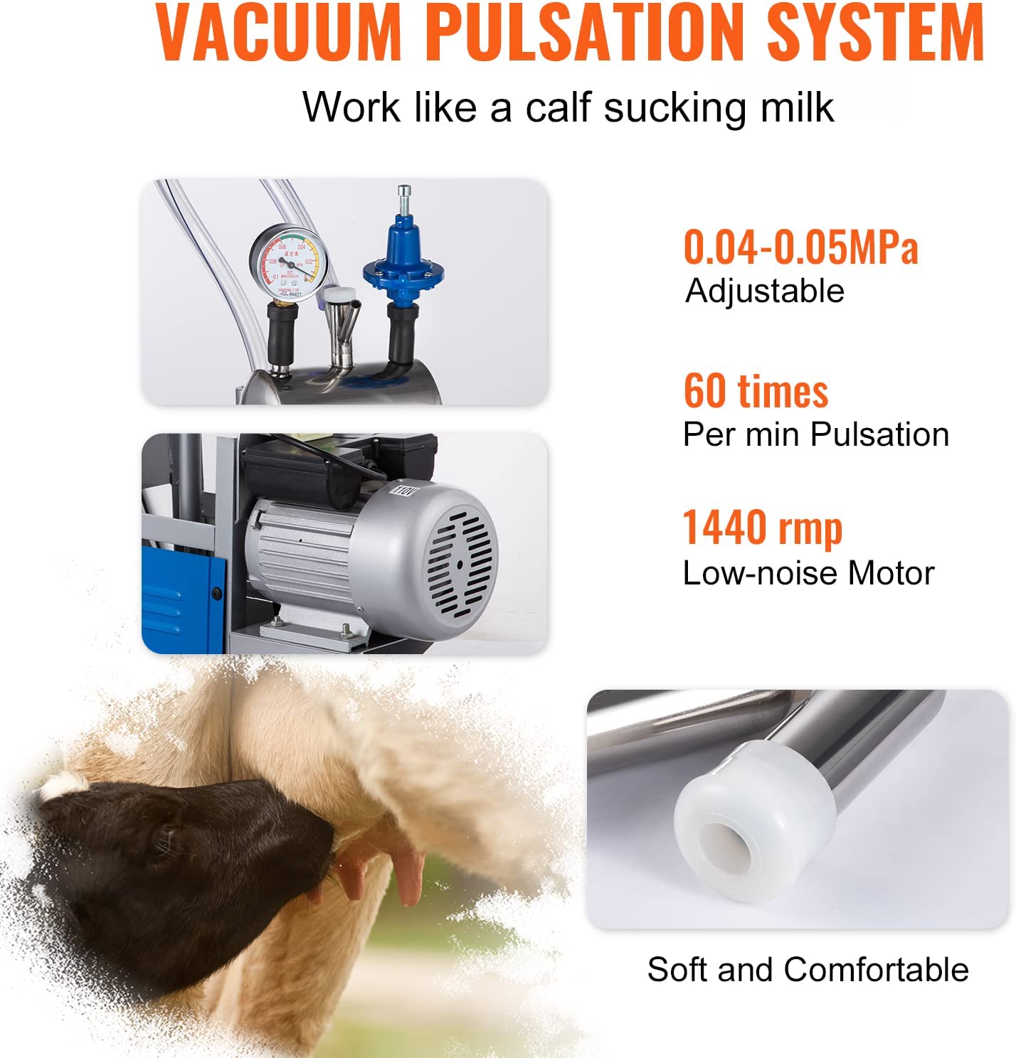 Meubon 25L Electric Cow Milking Machine I 1440 RPM I 10-12 Cows Per Hour