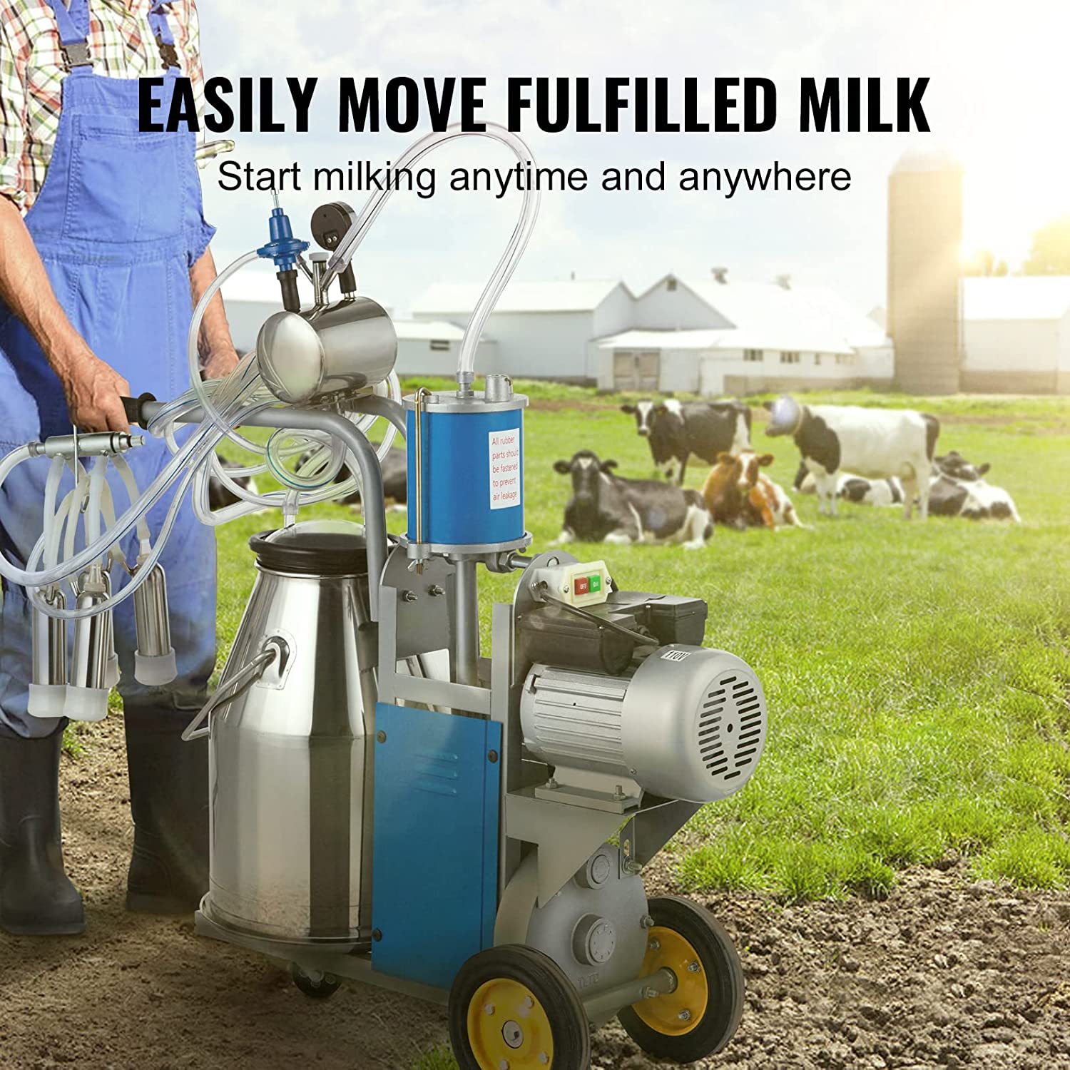 Meubon 25L Electric Cow Milking Machine I 1440 RPM I 10-12 Cows Per Hour